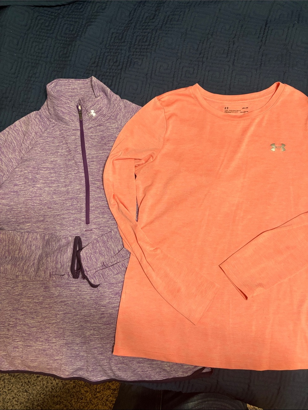 Under Armour Purple Heather Quarter-Zip Pullover & Coral Long-Sleeve Top Set